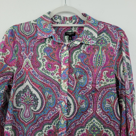 Talbots Floral And Paisley Light Weight Button Shirt Size Medium Petite - Picture 3 of 12